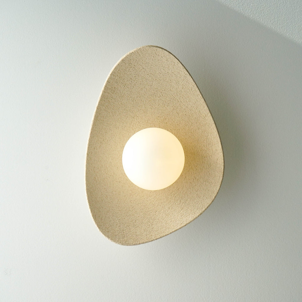 Handmade Beige Ceramic Wall Light / Sconce