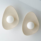 Handmade Beige Ceramic Wall Light / Sconce
