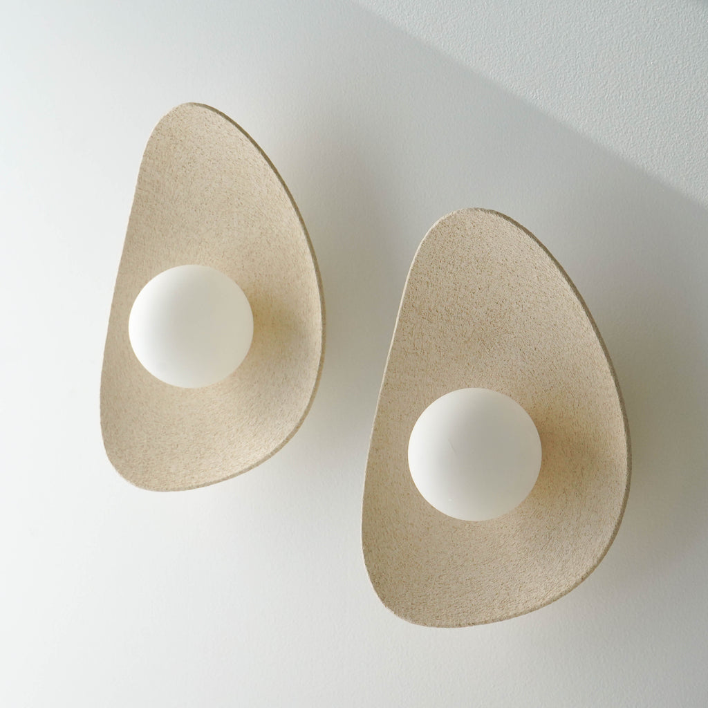 Handmade Beige Ceramic Wall Light / Sconce