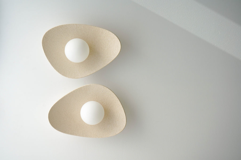 Handmade Beige Ceramic Wall Light / Sconce