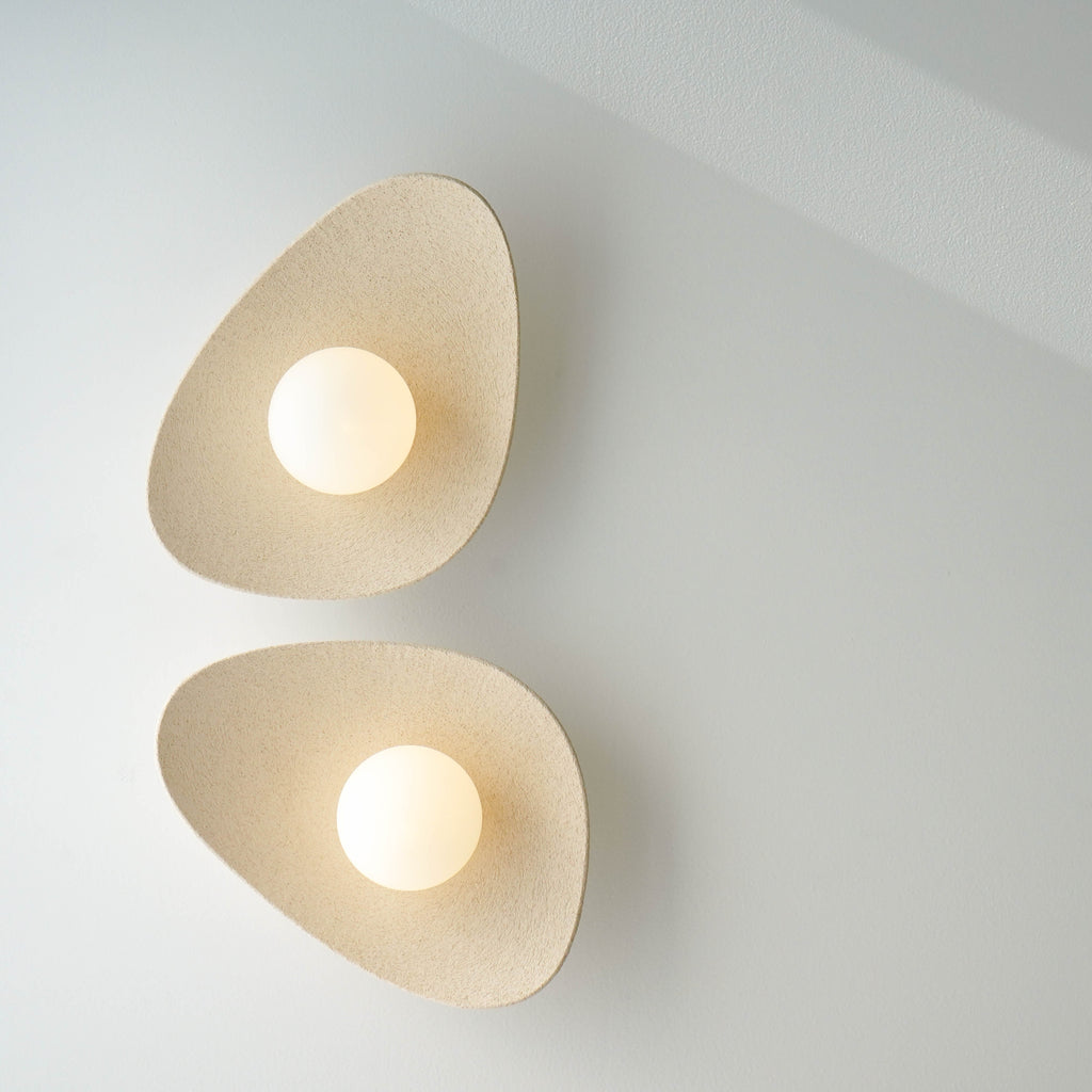 Handmade Beige Ceramic Wall Light / Sconce