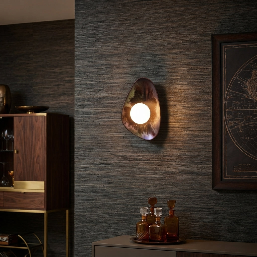 Aplique de pared/lámpara de pared de cerámica azul oscuro hecha a mano