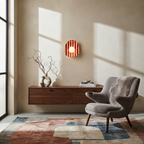 Red and White Striped Ceramic Wall Light / Sconce
