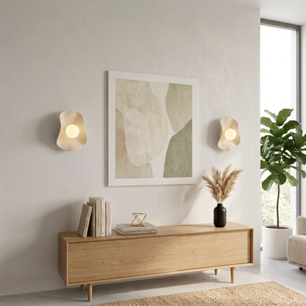 Handmade Creamy Nude Ceramic Wall Light / Wall Sconce