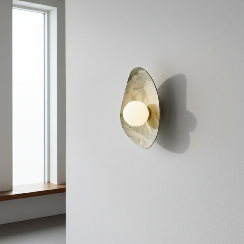 Green & White Marble Ceramic Wall Lamp / Sconce