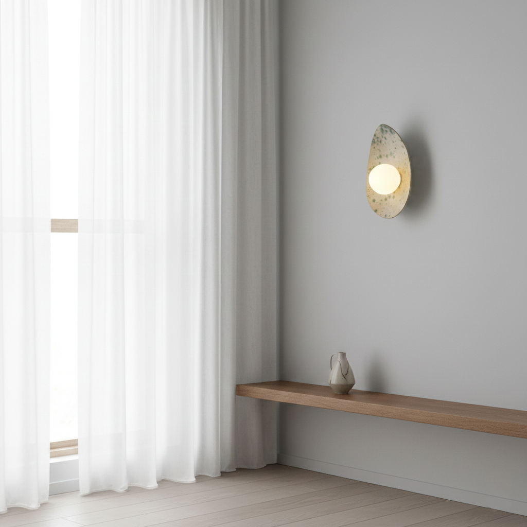 Lámpara de pared/aplique de cerámica moteada en blanco y verde