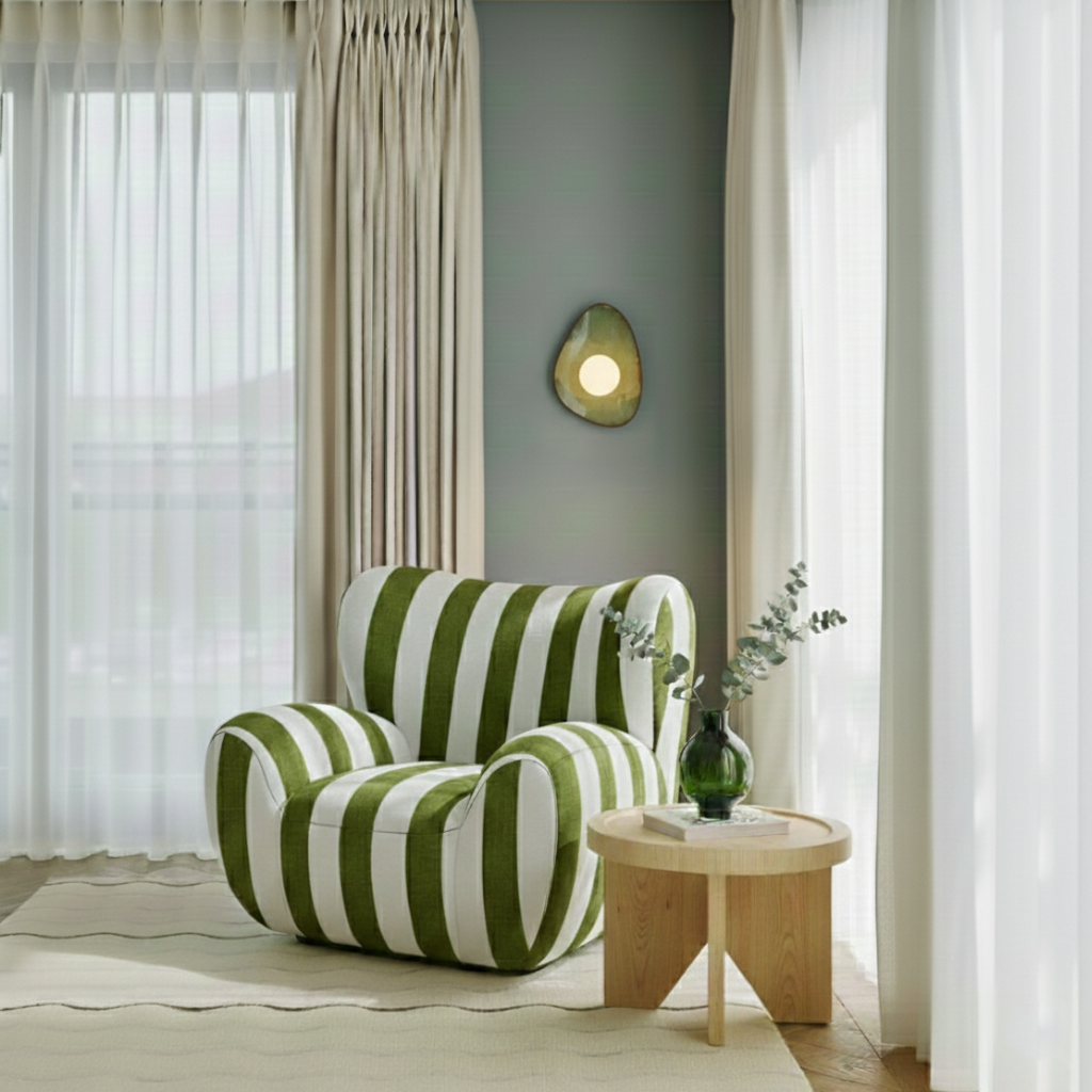 Handmade Green Ceramic Wall Light / Sconce