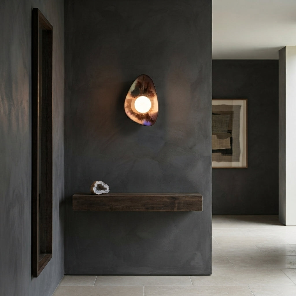 Aplique de pared/lámpara de pared de cerámica azul oscuro hecha a mano
