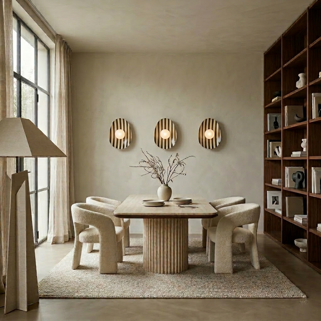 Black and White Striped Ceramic Wall Light / Sconce