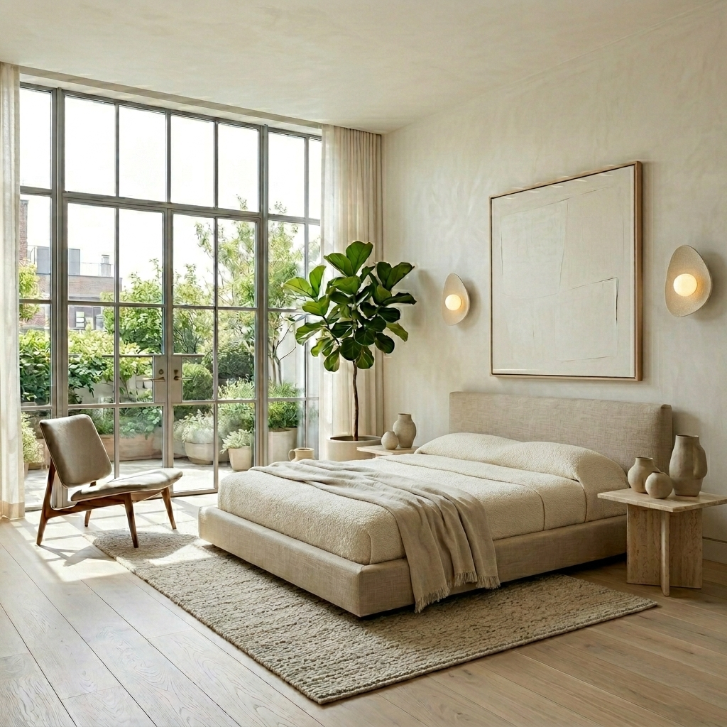 Handmade Beige Ceramic Wall Light / Sconce