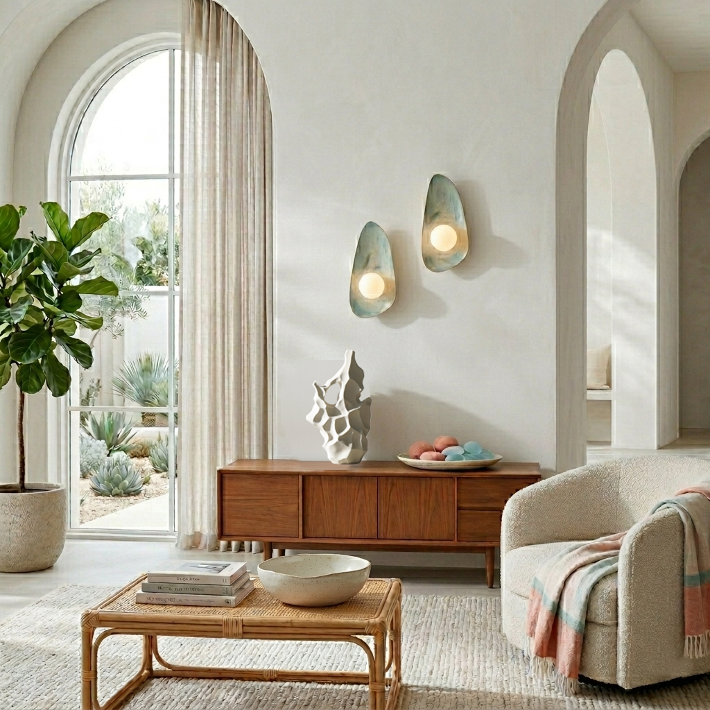 Ocean Blue & Turquoise Ceramic Wall Lamp / Sconce