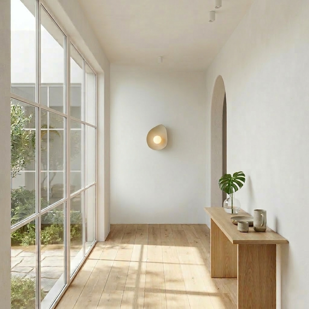 Handmade Beige Ceramic Wall Light / Sconce