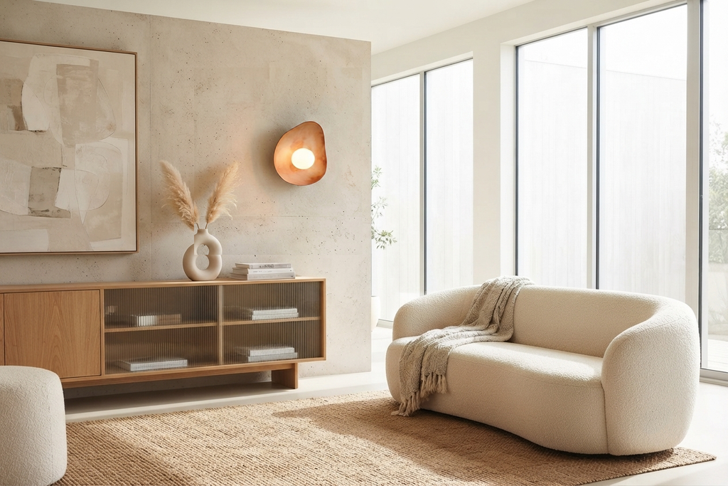 Warm Leather Brown Ceramic Wall Lamp / Sconce
