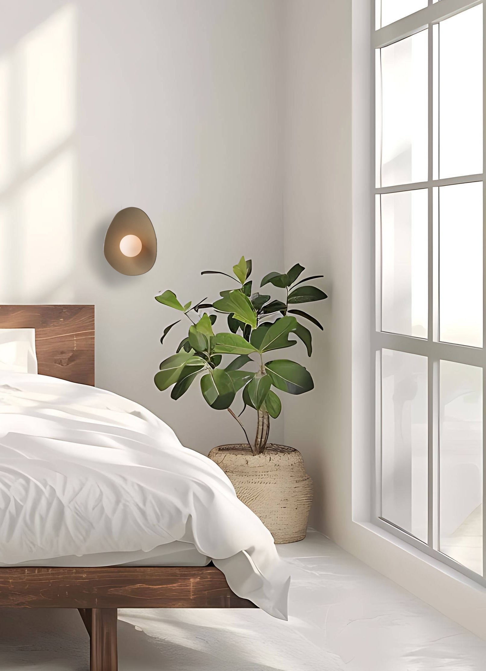 Handmade Beige Ceramic Wall Light / Sconce