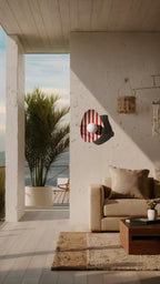 Red and White Striped Ceramic Wall Light / Sconce