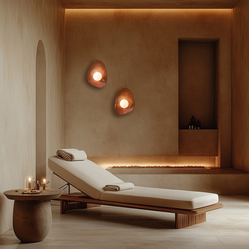 Warm Leather Brown Ceramic Wall Lamp / Sconce