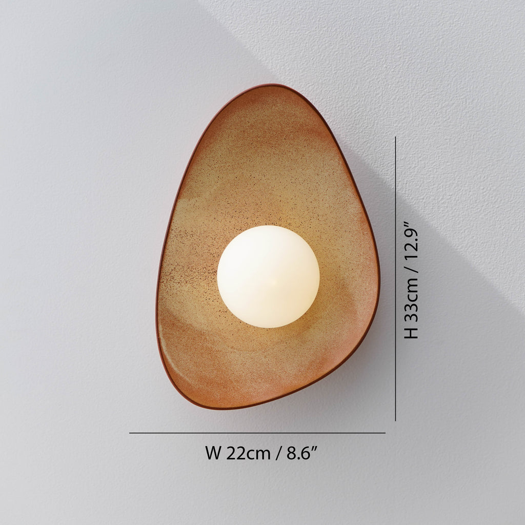 Leather Brown & Sand Ceramic Wall Sconce | Handmade Earthenware Lamp