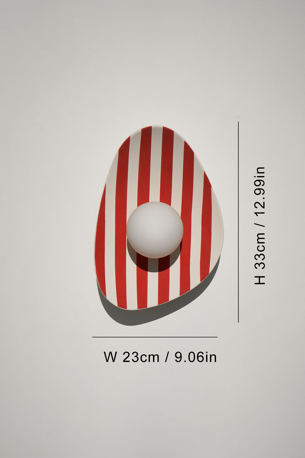 Red and White Striped Ceramic Wall Light / Sconce