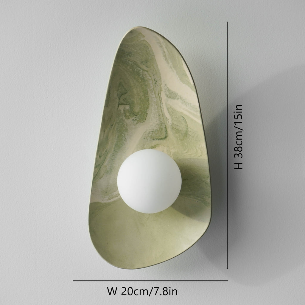 Green & White Marble Ceramic Wall Lamp / Sconce