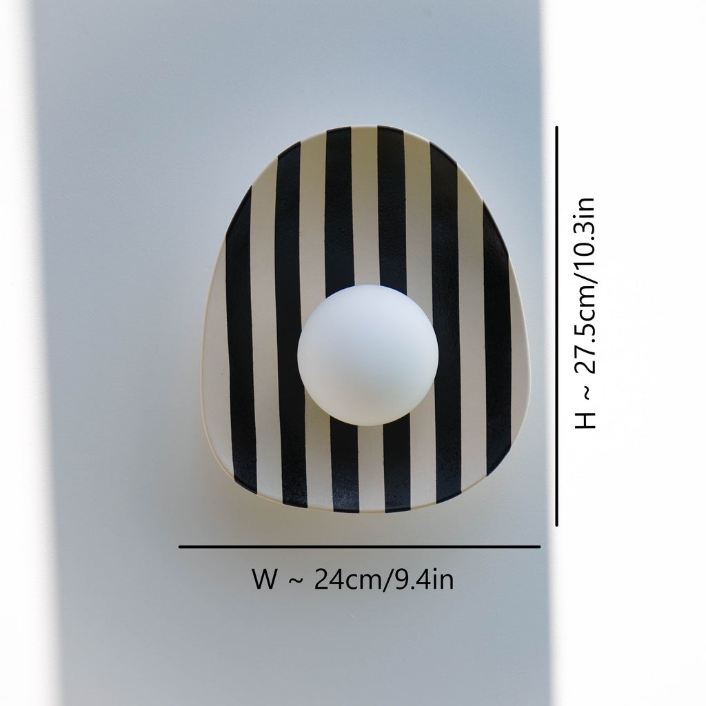 Black and White Striped Ceramic Wall Light / Sconce